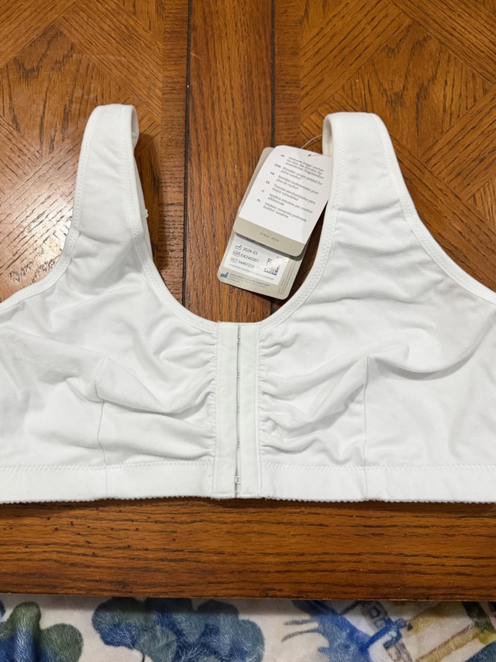 Amoena Fleur Wire Free Front Closure Cotton Pocket Mastectomy Bra Medium DD/DDD - Picture 3 of 7